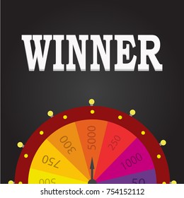 multicolored Lucky wheel flat illustration vector text is outline