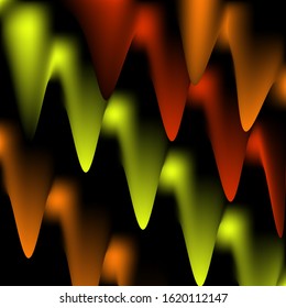 Multi-colored luminous shapes on a black background