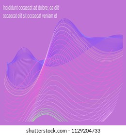 Multi-colored, luminous wave, blue, green, pink colors, background dark purple abstraction.