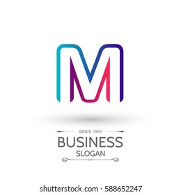 Multi-colored M Letter Logo, alphabet logo design.