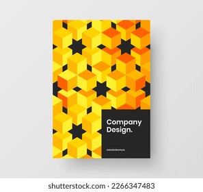 Multicolored magazine cover design vector illustration. Vivid mosaic shapes front page concept.