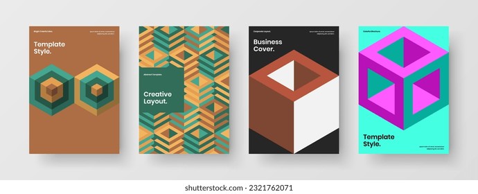 Composición de ilustración vectorial de diseño de portada de revista multicolor. Colección de diseño de folletos de la compañía de mosaicos modernos.