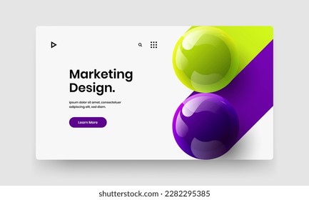 Multicolored magazine cover vector design layout. Trendy 3D balls flyer template.