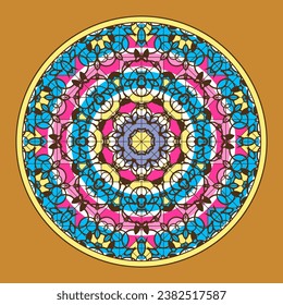 Multi-colored mandala with complex patterns. Vector illustration