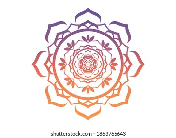Multicolored mandala design element icon isolated on a white background vector. Colorful mandala ornament vector. Colorful ornamental floral mandala vector