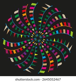 Multicolored mandala design. Vibrant kaleidoscope pattern. Vector radial ornament. Rainbow geometric circle.
