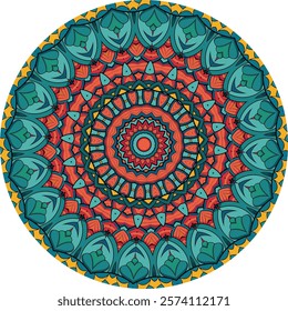 Multicolored Mandala with Radiant Symmetry