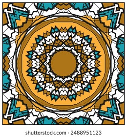 Mandala multicolor, panel decorativo de la pared, patrón para bandana, pañuelo u otro. Versión 5. Ilustración vectorial