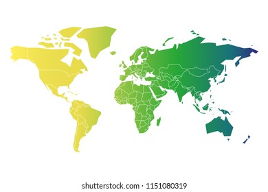 Multicolored map of World. Simplified political map with national borders. multicolored gradient land.