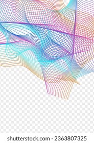 Multicolored Mesh Background Transparent Vector. Figure Design. Iridescent Soundwave Amplitude. Contour Modern Template. Gradient Energy Wave.