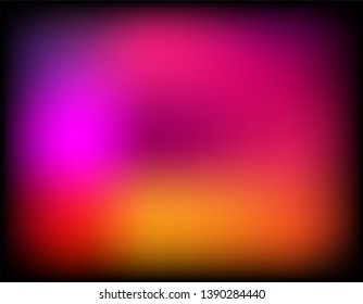 Multicolored mesh gradient on black background. Vector illustration