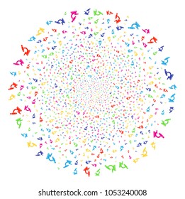 Multicolored Microscope sparkler spheric cluster. Vector spheric cluster explosion designed from random microscope elements. Multicolored Vector abstraction.