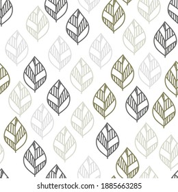 Multicolored minimalist leaves drawn with lines pattern vector