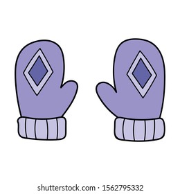 Multi-colored mittens. Winter clothes. Decor for Christmas and New Year. Doodles, image for printing, sites and banners