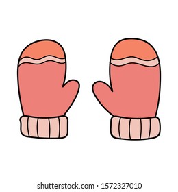 Multi-colored mittens. Winter clothes. Decor for Christmas and New Year. Doodles, image for printing, sites and banners