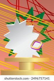 Multicolored mockup product display. Vector cylinder pedestal podium. Stage showcase for presentation. Futuristic Sci-fi minimal geometric forms, empty scene.