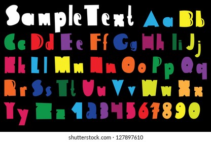 Multicolored modern font.