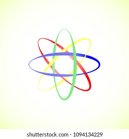 Multicolored molecular orbit vector illustration isolated
