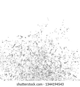 Multicolored monochrome confetti on isolated white background. Geometric holiday texture with glitters. Image for banners. Black and white illustration