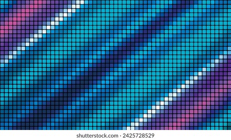 Multicolored mosaic background in technology concept. Abstract rainbow LED squares. Technology digital square color background. Colored pixel grid background. Vector illustration