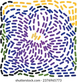 multi-colored mosaic in the form of a flower, pattern, simple drawing on a white background
