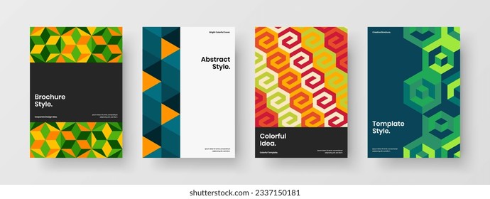 Multicfarbene Mosaikhexagons Katalog Cover Concept Collection. Premium-Front-Page Vektordesign-Komposition.