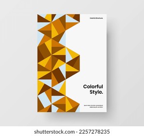 Multicolored mosaic hexagons front page template. Colorful company identity A4 vector design concept.