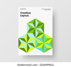 Ilustración postal de hexágonos de mosaico multicolor. Diseño de vectores de diseño de póster Vivid A4.