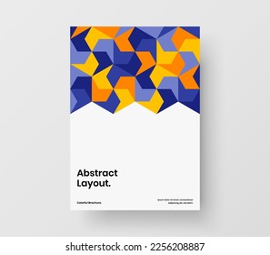 Multicolored mosaic pattern presentation illustration. Abstract magazine cover A4 vector design concept.