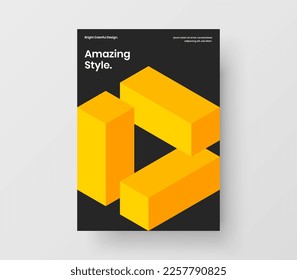 Multicolored mosaic tiles pamphlet illustration. Trendy handbill vector design template.