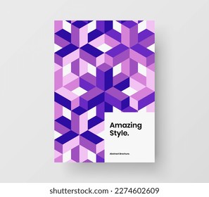 Multicolored mosaic tiles placard layout. Colorful company identity A4 design vector template.