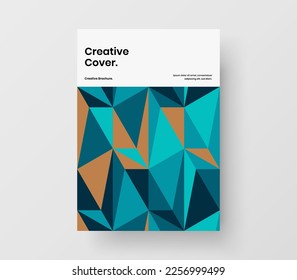 Multicolored mosaic tiles presentation illustration. Premium magazine cover A4 design vector template.