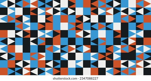 Multi-colored mosaic with triangles. Pattern for textile, pillow, cloth, background, wallpaper.