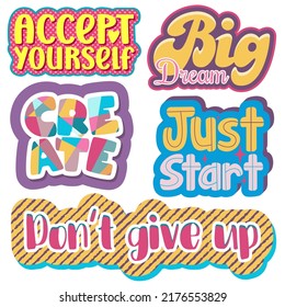 Multicolored Motivational Stickers That Raise Mood Stock Vector ...