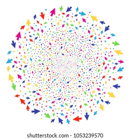 Multicolored Mouse Cursor fireworks round cluster. Vector round cluster bang designed with random mouse cursor elements. Bright Vector illustration.