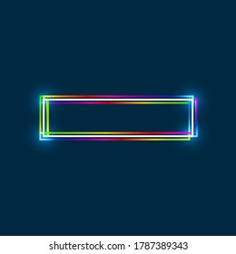 Multi-colored multi-layered line minus sign, rectangle icon with glowing light effect on a blue background. EPS10 vector file