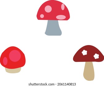 Multi-colored mushrooms with polka dots on a white background