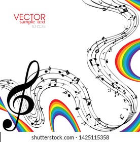 multicolored music background with rainbow
