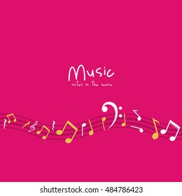 Multicolored music note icon. Sound melody pentagram and musical theme. Vector illustration