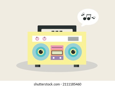 Multicolored Music Recorder in cartoon style. Vector illustration.
