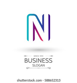 Multi-colored N Letter Logo, alphabet logo design.
