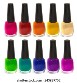 Multi-colored nail polish. Illustration contains gradient meshes. The label can be removed.