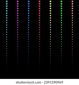 multicolored neon garland on a black background, holiday, new year, abstract background with shining magic lights, vector illustration