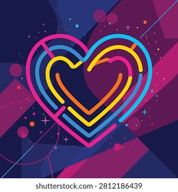 Multicolored neon heart shape design