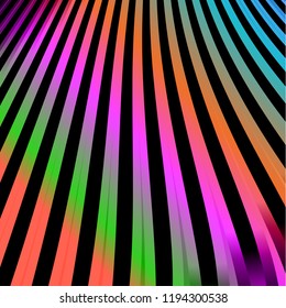 Multicolored neon lines on a black background. Vector illustration