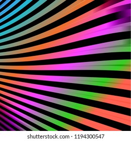 Multicolored neon lines on a black background. Vector illustration
