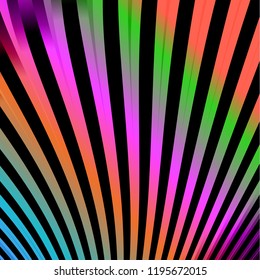 Multicolored neon lines on a black background. Vector illustration