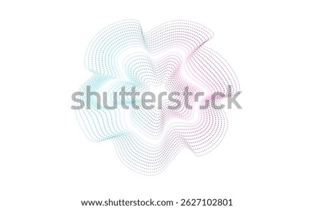 Multicolored neon sound waves dots lines. Minimalistic sound lines, radial spectrum. A colorful cover for a musical poster and a banner. Radial spectrum. Vector illustration.