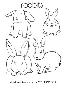 Multi-colored New Year's rabbit. Year of the rabbit 2023. Vector graphics.
