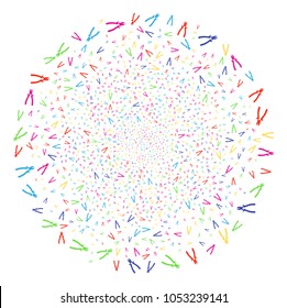 Multicolored Nippers bang cluster. Vector round cluster salute organized from scattered nippers objects. Colorful Vector illustration.